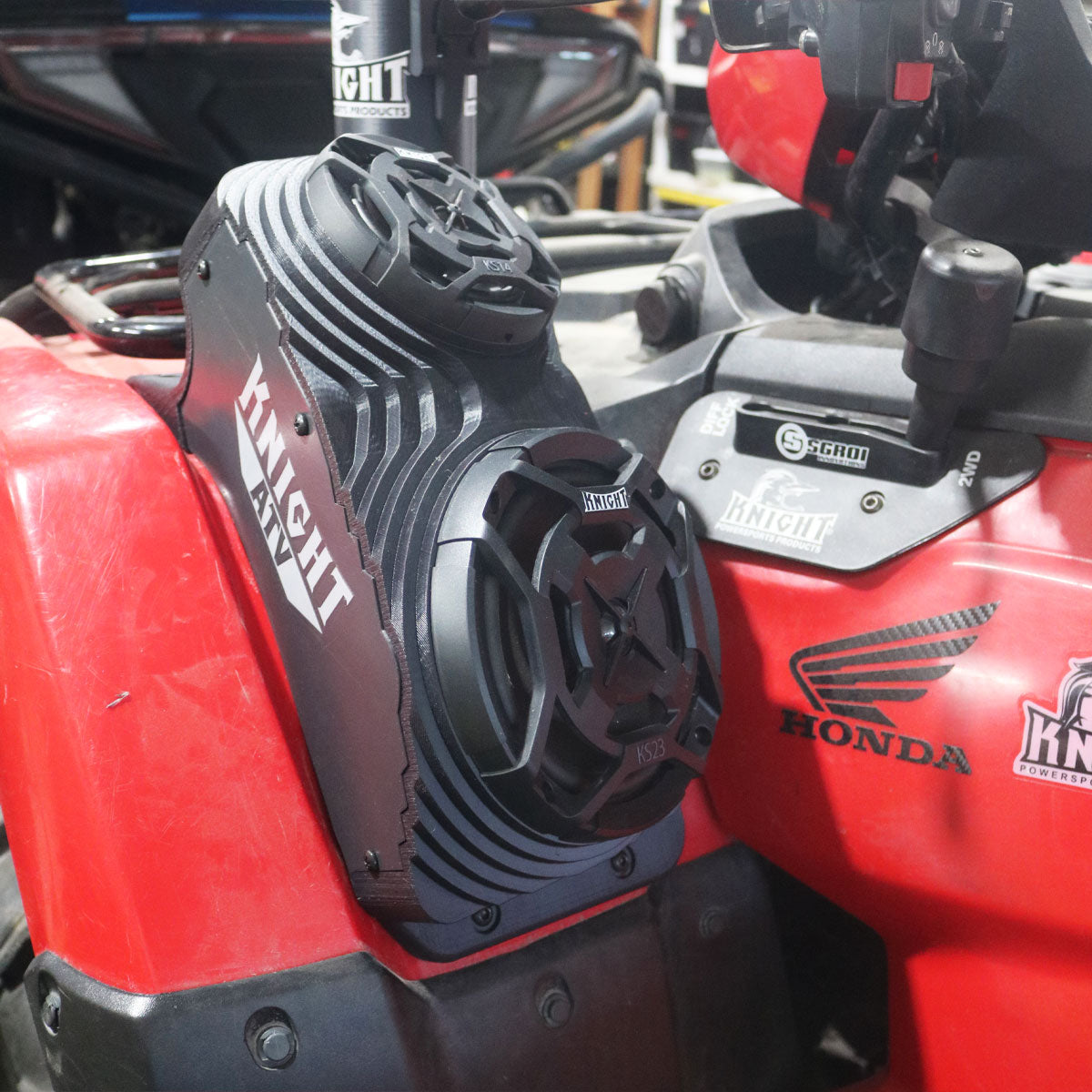 2014+ Honda Rancher, Foreman, Rubicon Double Bluetooth ATV Speaker Pods - Fender Mounted