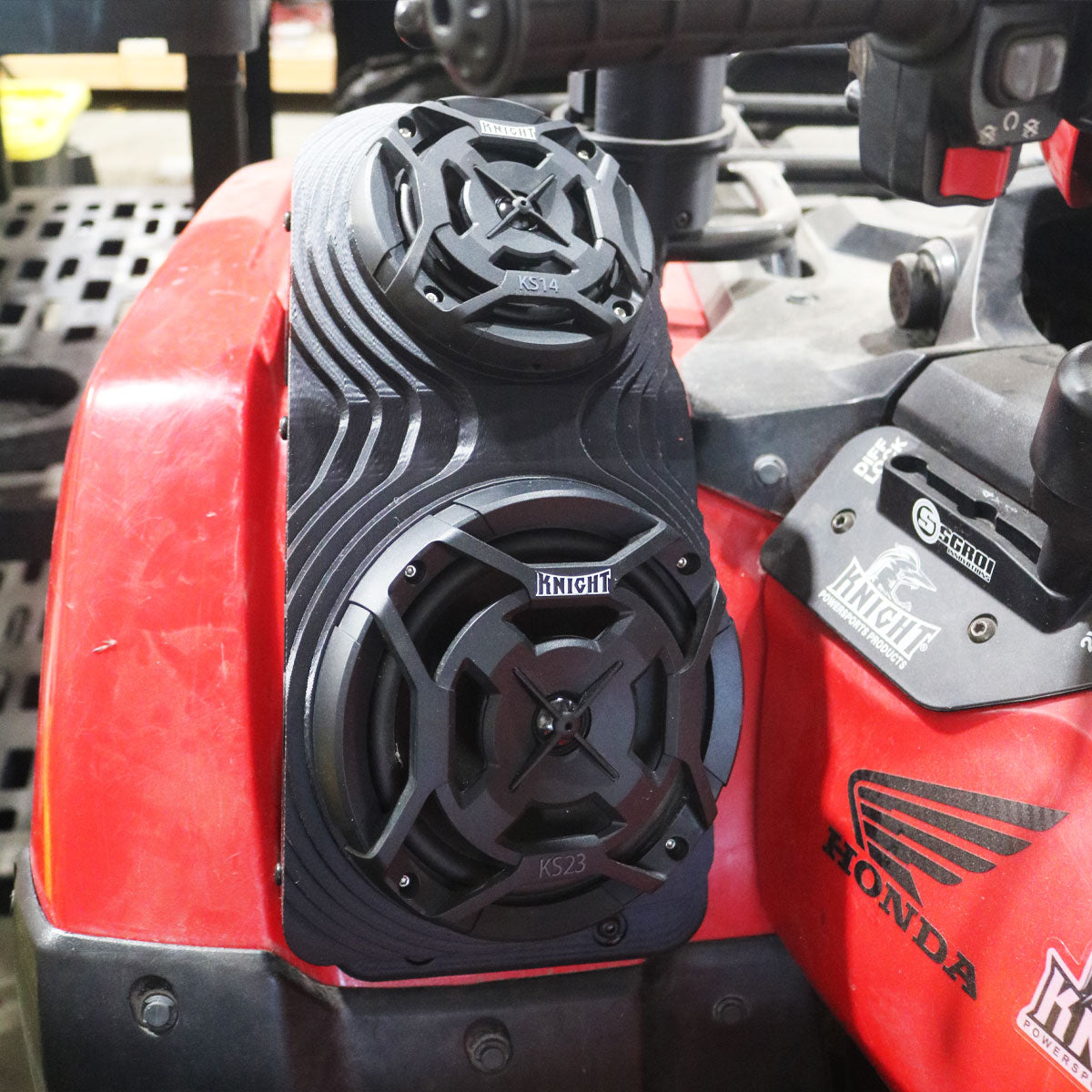 2014+ Honda Rancher, Foreman, Rubicon Double Bluetooth ATV Speaker Pods - Fender Mounted